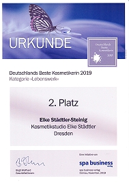 Preisverleihung "Beste Deutsche Kosmetikerin - Kategorie Lebenswerk - 2019"